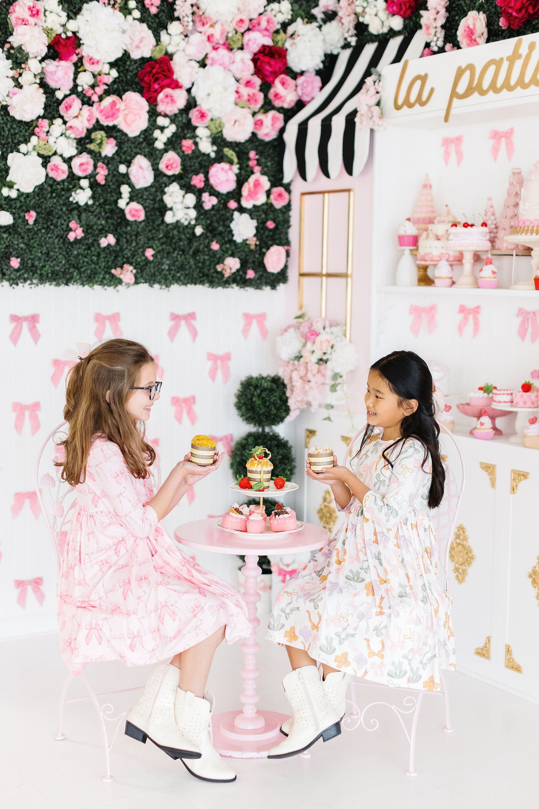 Boho Bows 3/4 Sleeve Pocket Twirl Dress-Mila & Rose ®