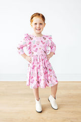 Boot Scootin' 3/4 Sleeve Ruffle Twirl Dress-Mila & Rose ®