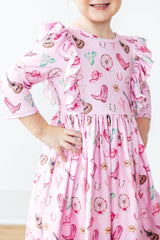 Boot Scootin' 3/4 Sleeve Ruffle Twirl Dress-Mila & Rose ®