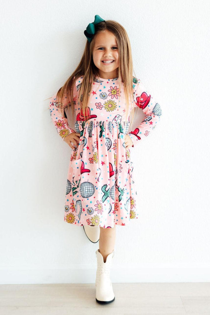 SALE Boots & Bling L/S Pocket Twirl Dress-Mila & Rose ®