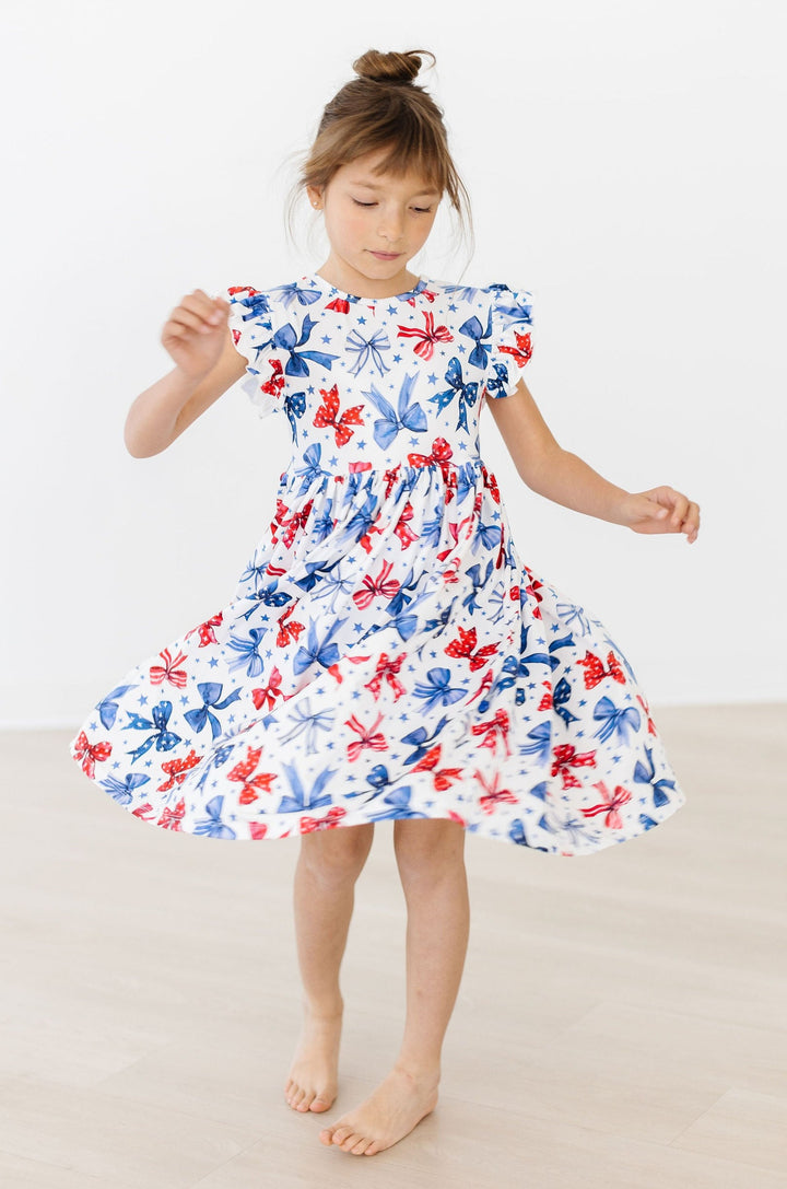 Born to Sparkle Flutter Sleeve Twirl Dress-Mila & Rose ®