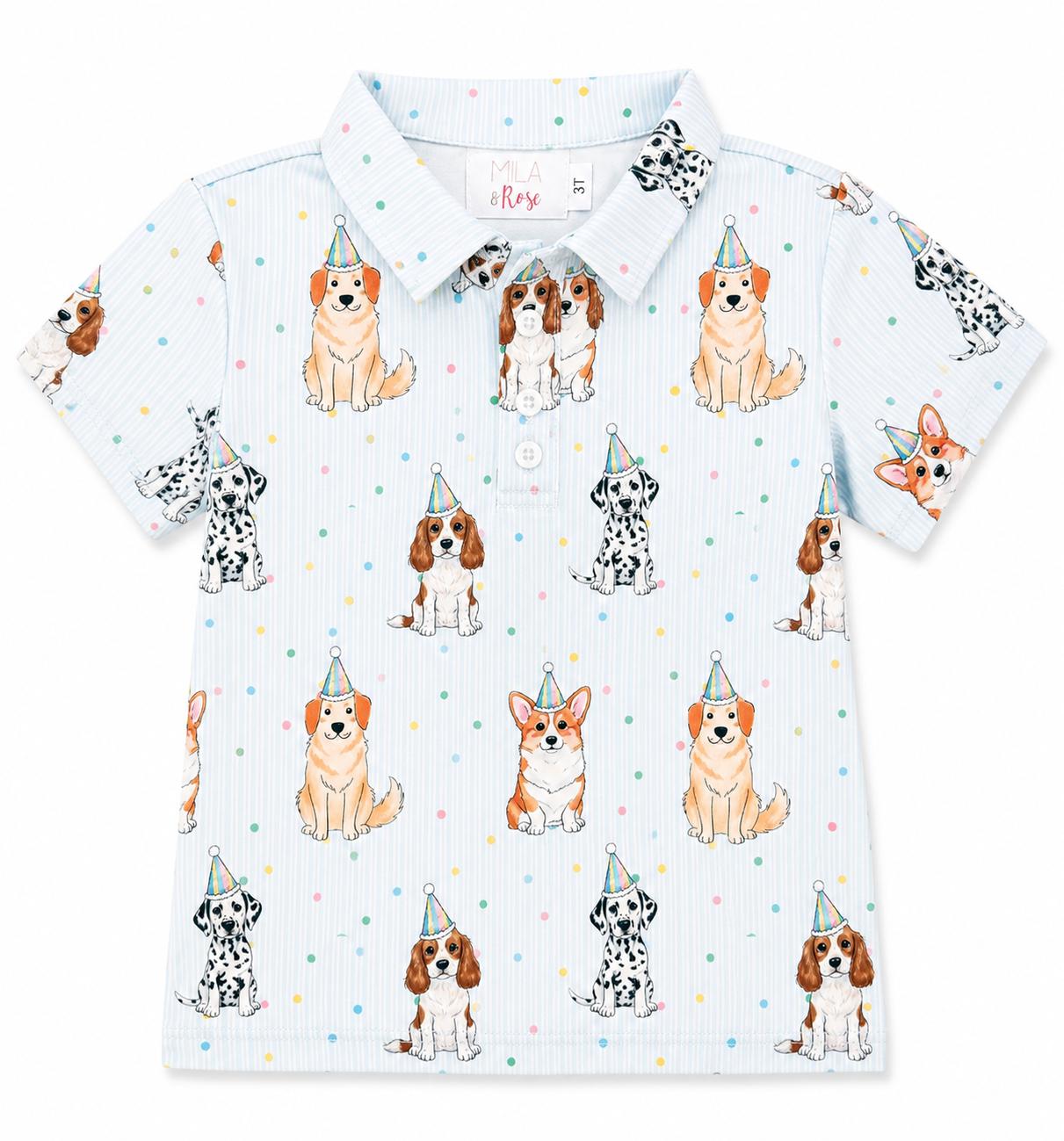 Boys Party Pups S/S Polo-Mila & Rose ®