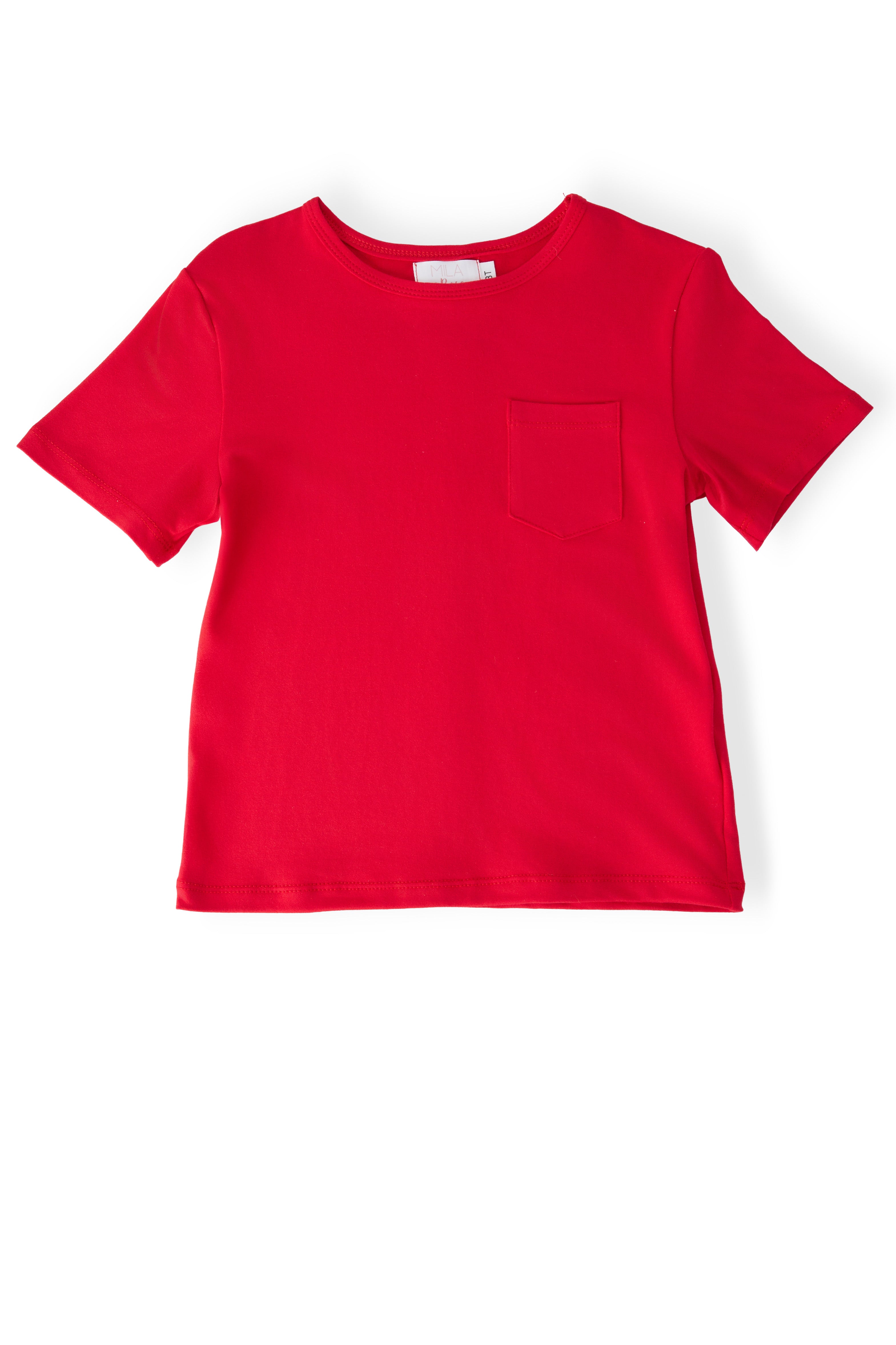 Boys Red S/S Pocket Tee-Mila & Rose ®