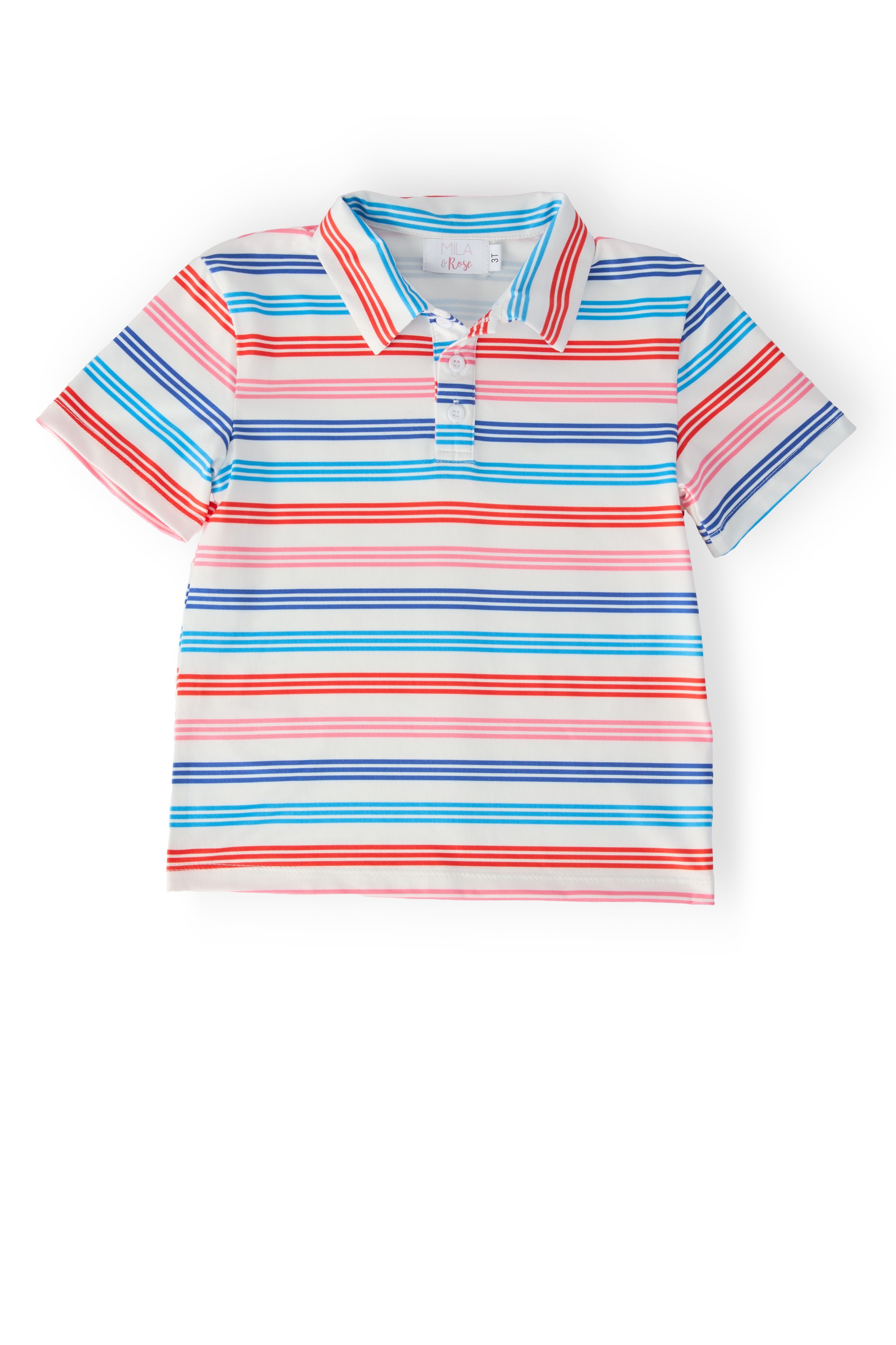 Boys Red, White & Stripe S/S Polo-Mila & Rose ®