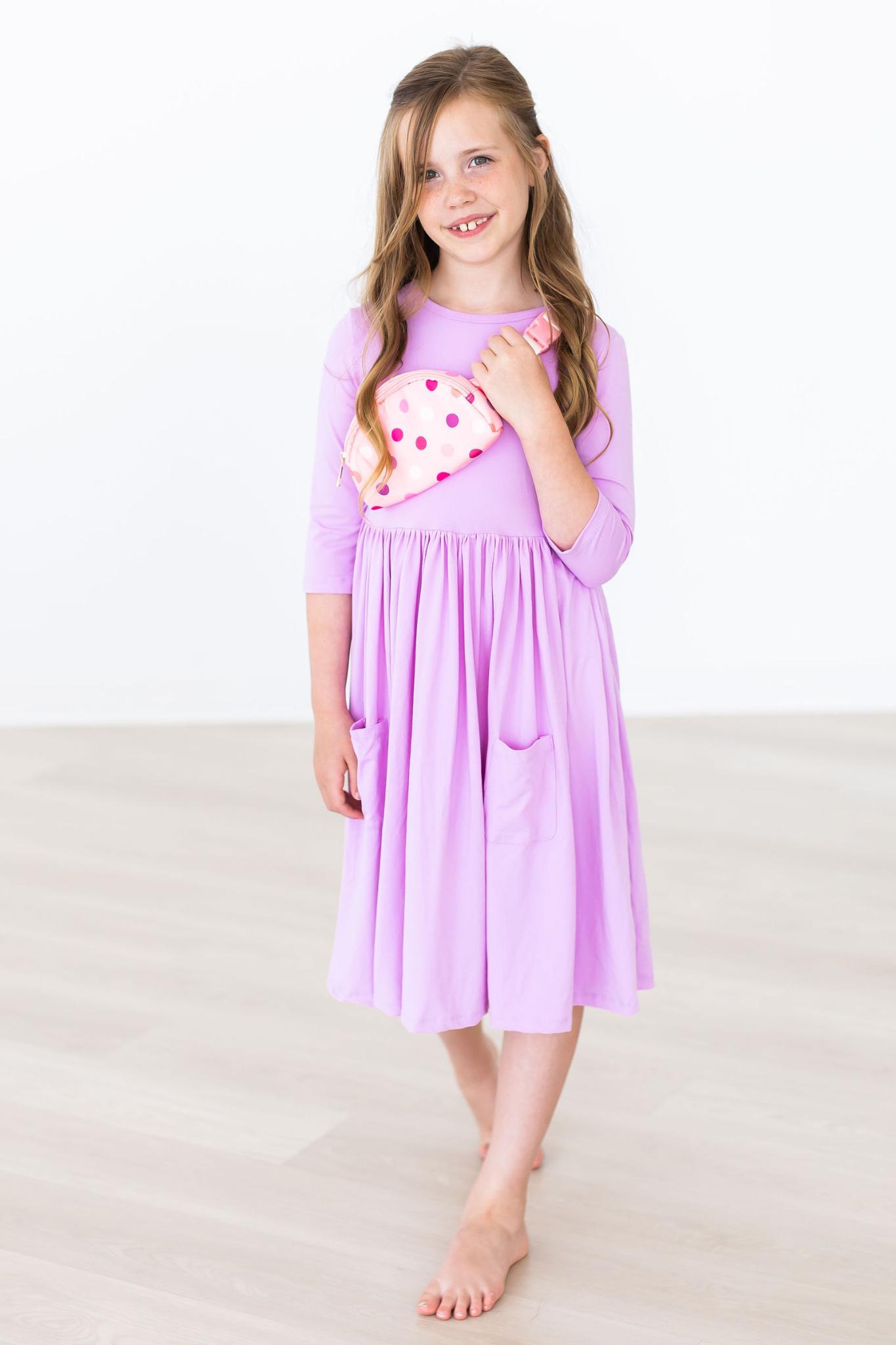 Mila & Rose Bright Lilac Pocket Twirl Dress, 3T