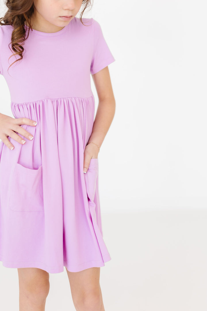 Bright Lilac S/S Pocket Twirl Dress-Mila & Rose ®