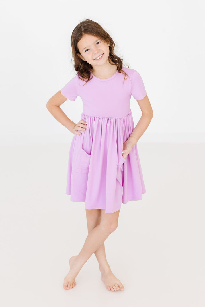 Bright Lilac S/S Pocket Twirl Dress-Mila & Rose ®