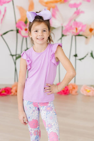 Bright Lilac S/S Ruffle Tee-Mila & Rose ®