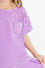 Bright Lilac Scrunchy Pocket Tee-Mila & Rose ®