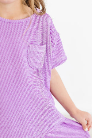 Bright Lilac Scrunchy Pocket Tee-Mila & Rose ®
