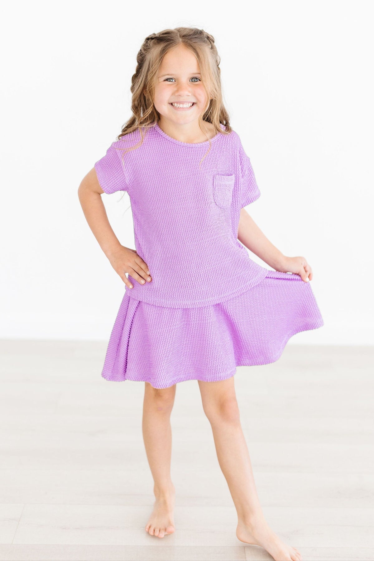 Bright Lilac Scrunchy Pocket Tee-Mila & Rose ®