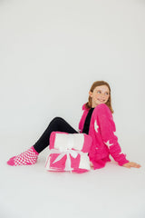 Bright Pink Checker Cozy Socks-Mila & Rose ®