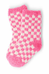 Bright Pink Checker Cozy Socks-Mila & Rose ®