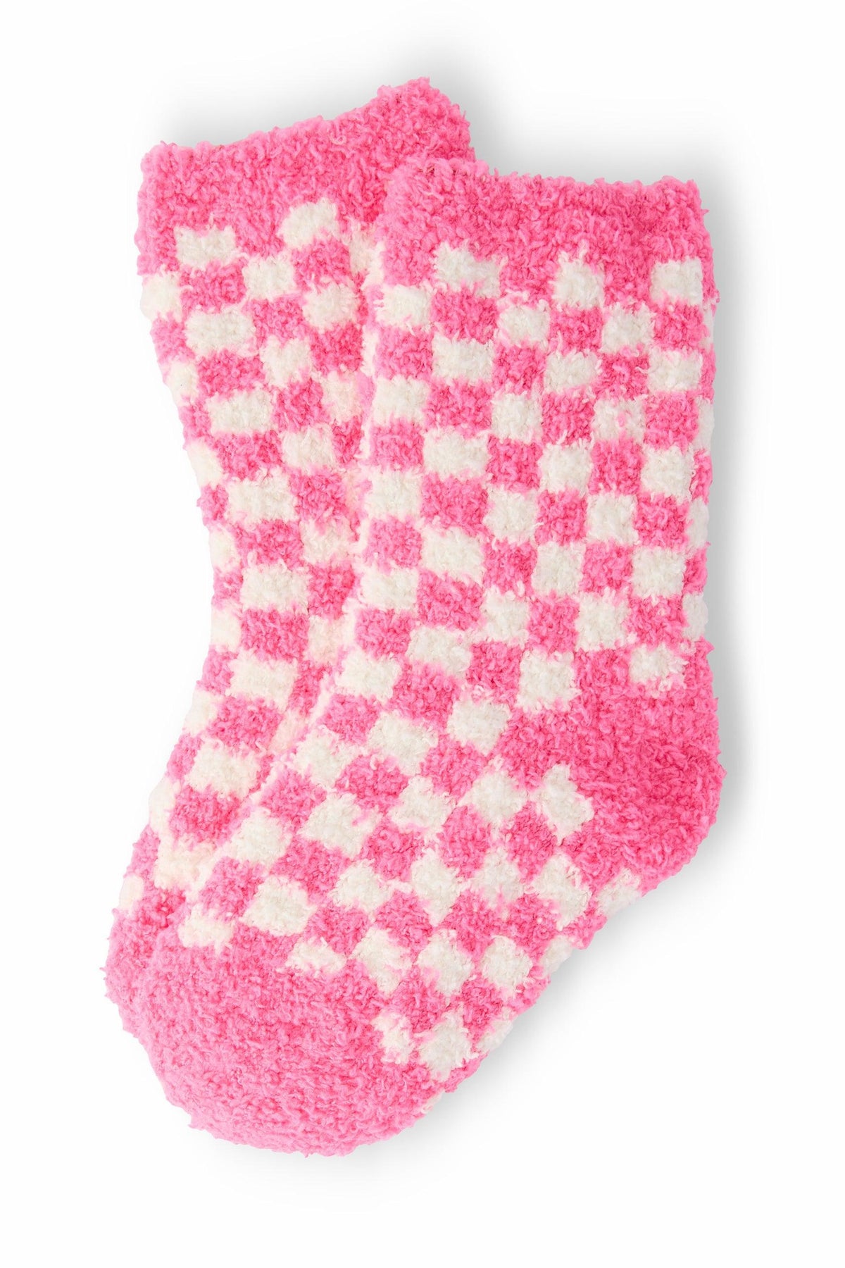 Bright Pink Checker Cozy Socks-Mila & Rose ®