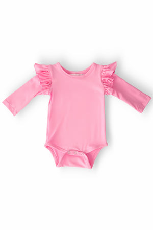 Bubblegum Pink L/S Flutter Bodysuit-Mila & Rose ®