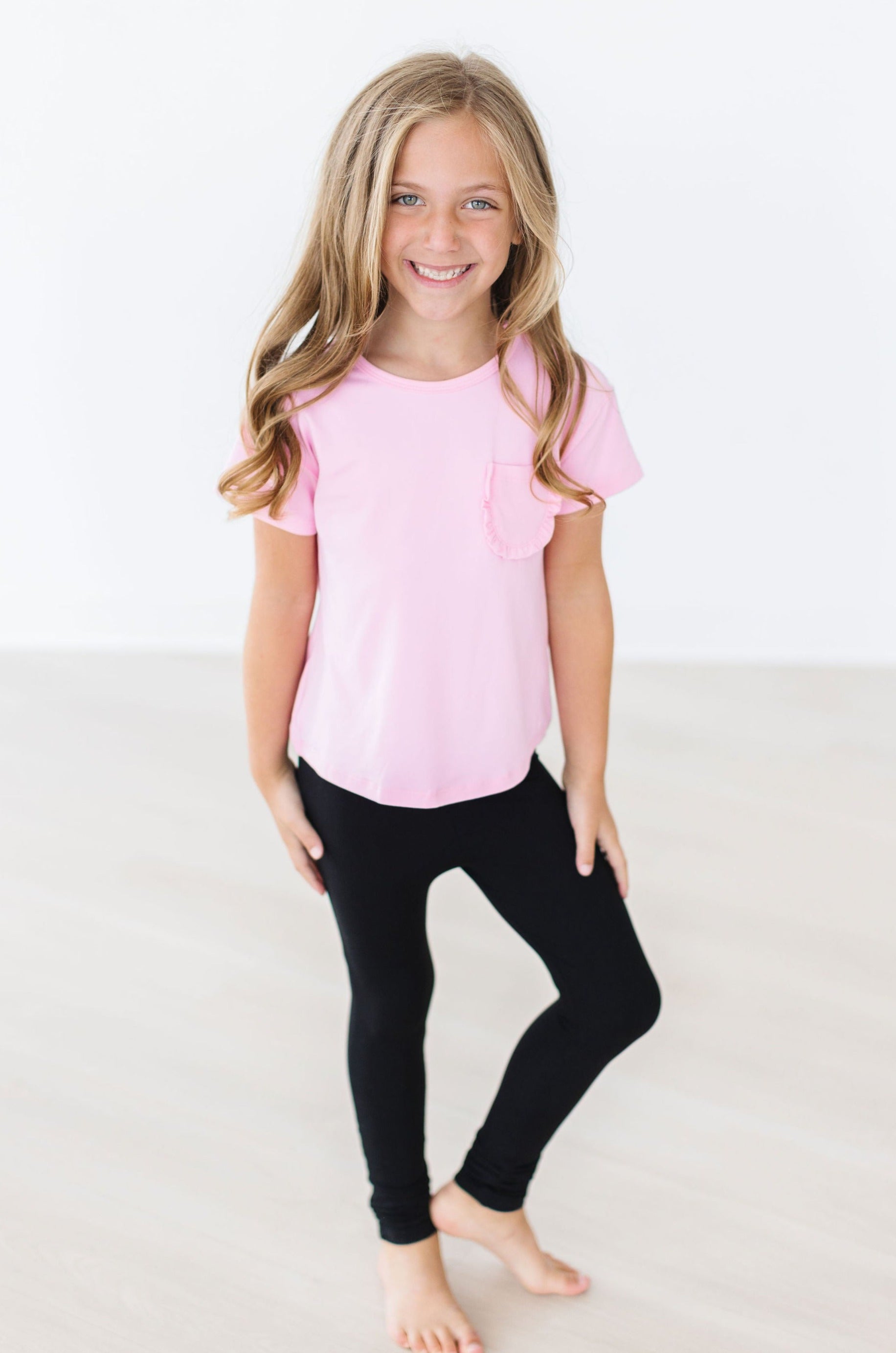 Bubblegum Pink Ruffle Pocket Tee-Mila & Rose ®