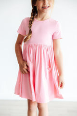 Bubblegum Pink S/S Pocket Twirl Dress-Mila & Rose ®