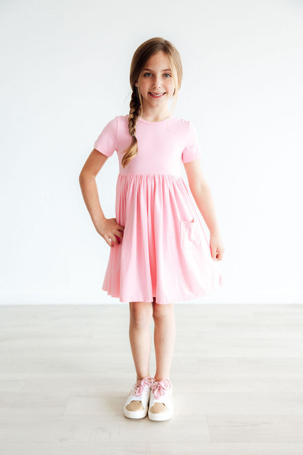 Bubblegum Pink S/S Pocket Twirl Dress 12-24M
