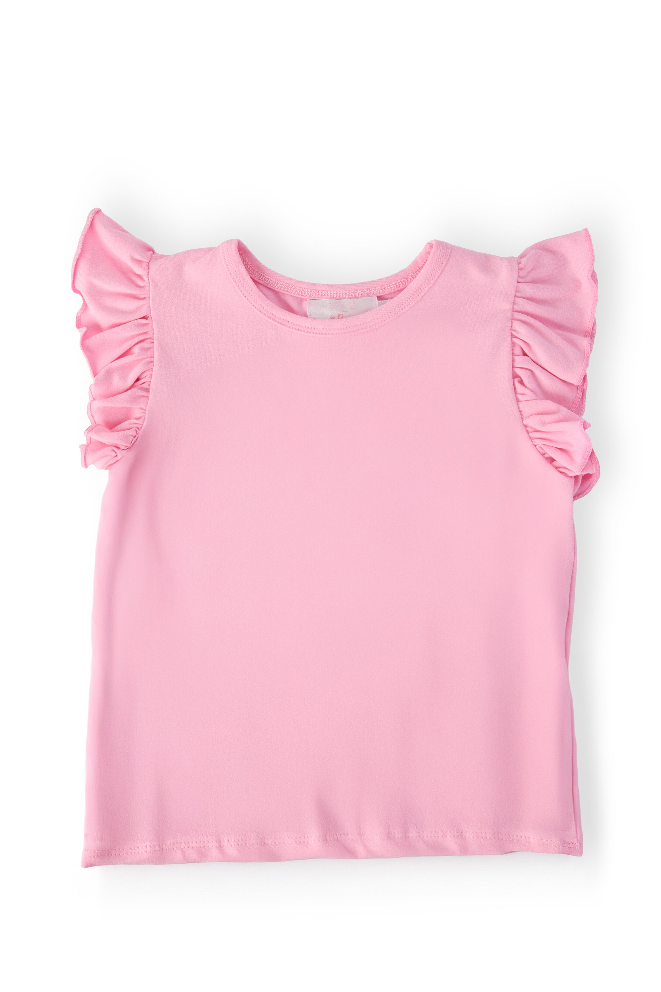 (S) Bubblegum Pink S/S Ruffle Tee-Mila & Rose ®