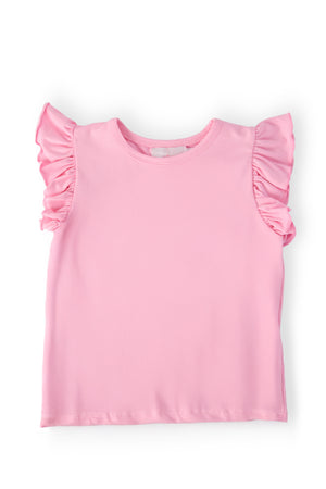 (S) Bubblegum Pink S/S Ruffle Tee-Mila & Rose ®