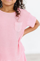 Bubblegum Pink Scrunchy Pocket Tee-Mila & Rose ®