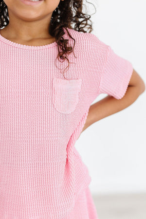 Bubblegum Pink Scrunchy Pocket Tee-Mila & Rose ®