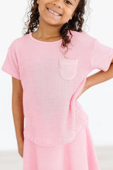 Bubblegum Pink Scrunchy Pocket Tee-Mila & Rose ®