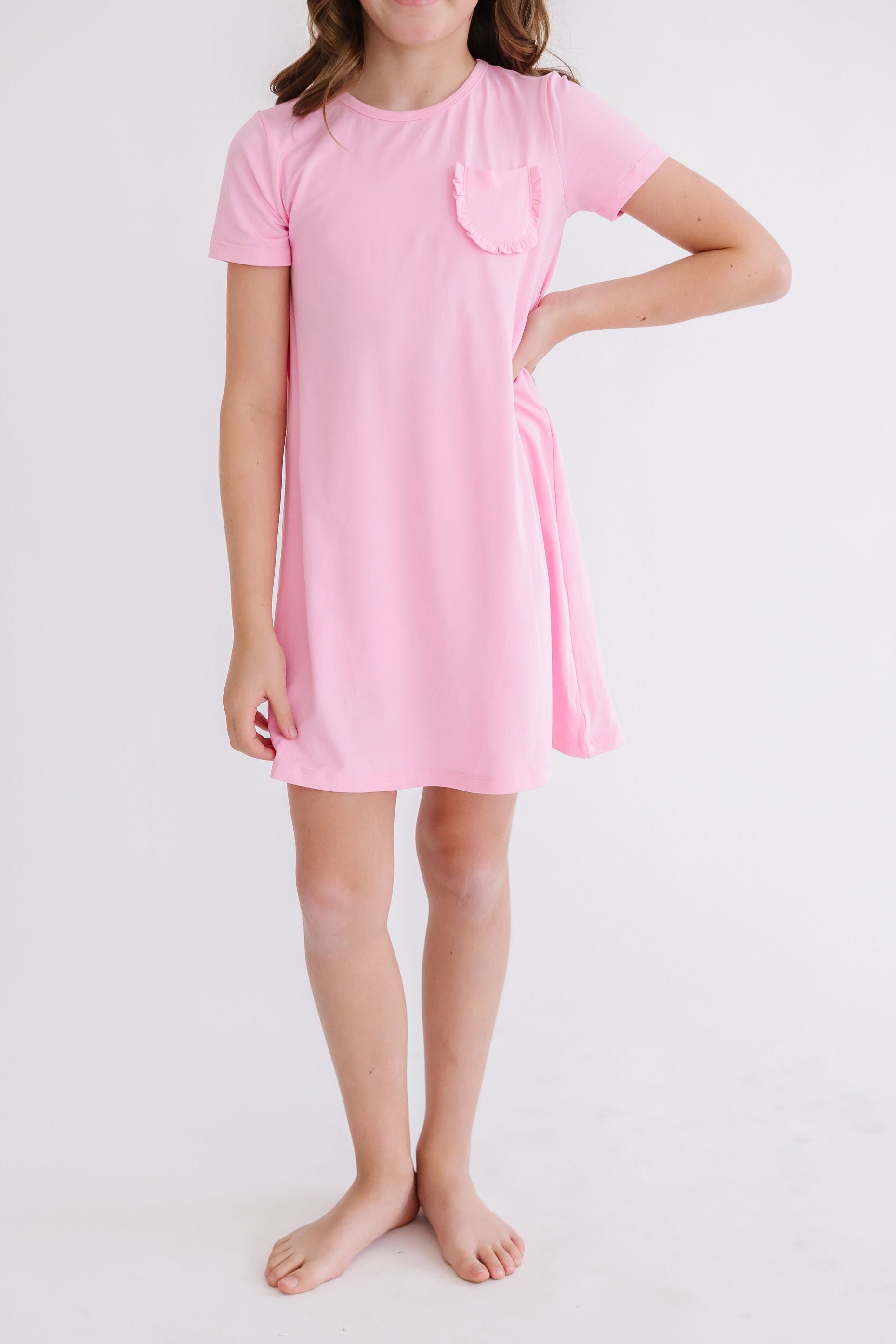 Girls' Bubblegum Pink T-Shirt Dress Size: 12-24M by Mila \u0026 Rose, image size:1860x2790