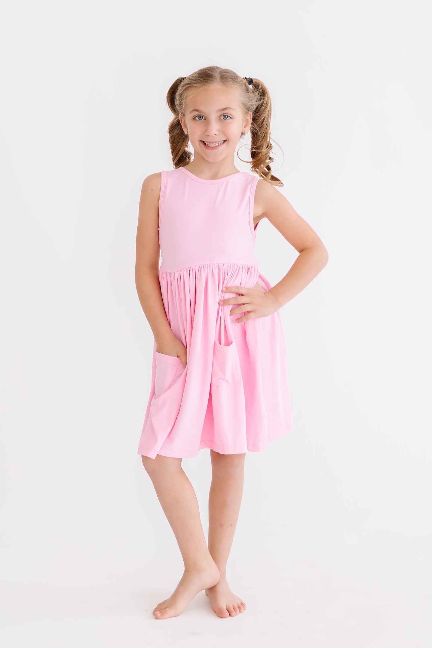 bubblegum pink dress Girls' Bubblegum Pink Tank Pocket Twirl Dress Size: 9/10 By Mila & Rose