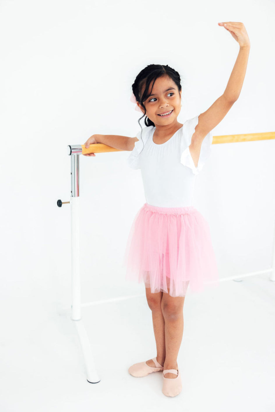 White S/S Flutter Sleeve Leotard-Mila & Rose ®