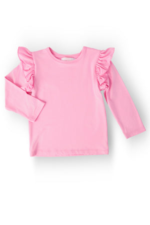 Bubblegum Pink L/S Ruffle Tee-Mila & Rose ®
