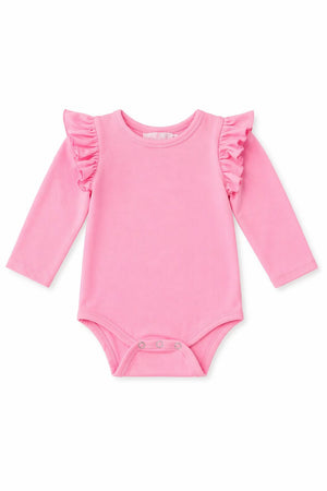 Bubblegum Pink L/S Flutter Bodysuit-Mila & Rose ®