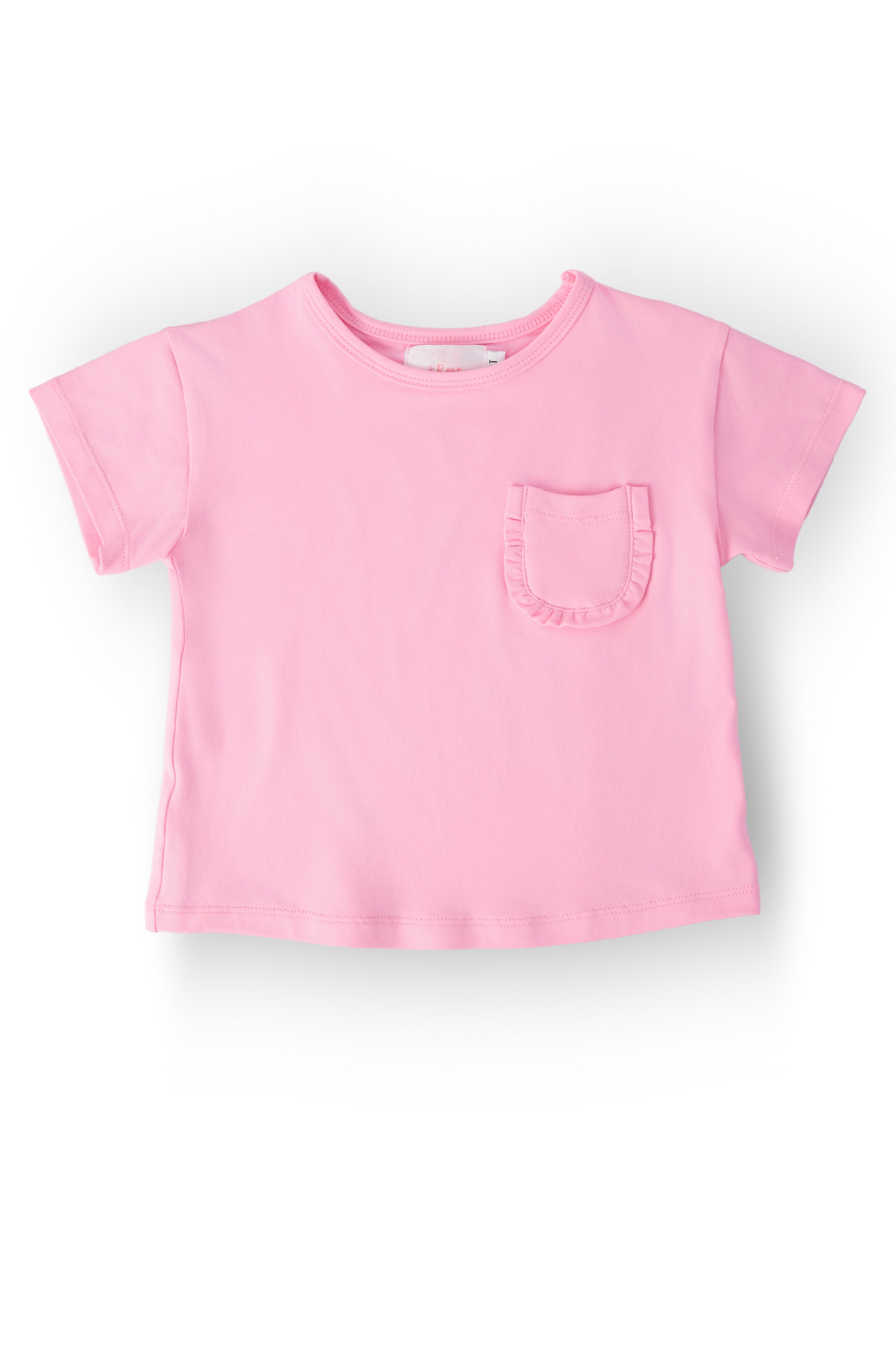 Bubblegum Pink Ruffle Pocket Tee-Mila & Rose ®