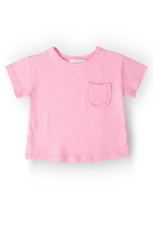 Bubblegum Pink Ruffle Pocket Tee-Mila & Rose ®