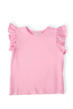 Bubblegum Pink S/S Ruffle Tee-Mila & Rose ®