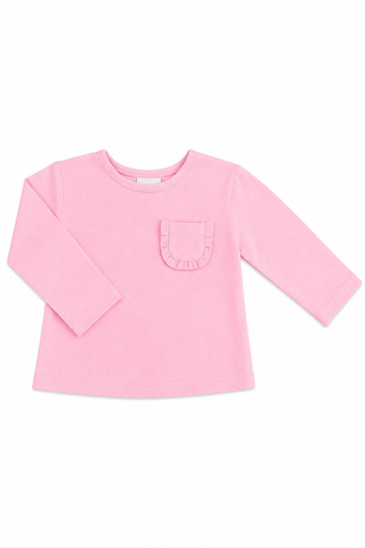 Bubblegum Pink L/S Ruffle Pocket Tee-Mila & Rose ®