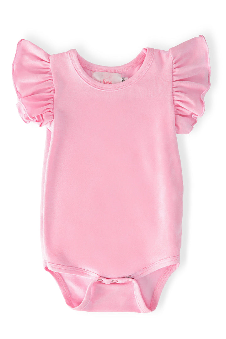 Bubblegum Pink S/S Flutter Bodysuit-Mila & Rose ®