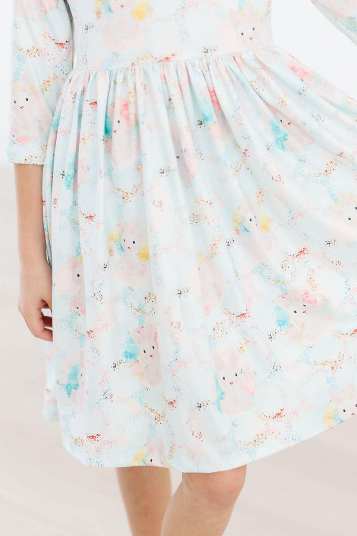 Bunny Dreams 3/4 Sleeve Pocket Twirl Dress-Mila & Rose ®