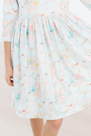 Bunny Dreams 3/4 Sleeve Pocket Twirl Dress-Mila & Rose ®