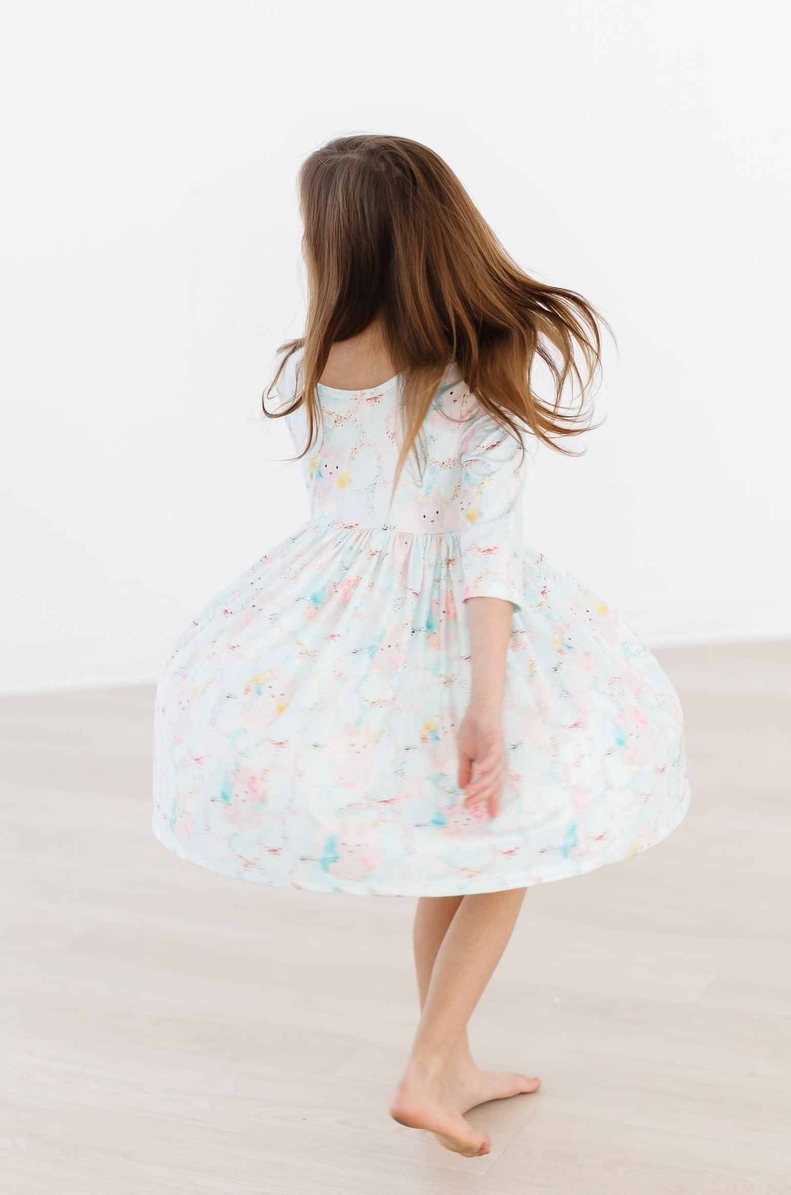 Bunny Dreams 3/4 Sleeve Pocket Twirl Dress-Mila & Rose ®