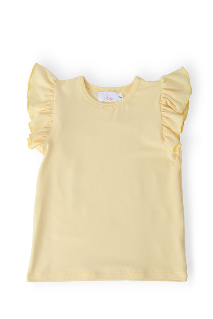 Butter Yellow S/S Ruffle Tee-Mila & Rose ®