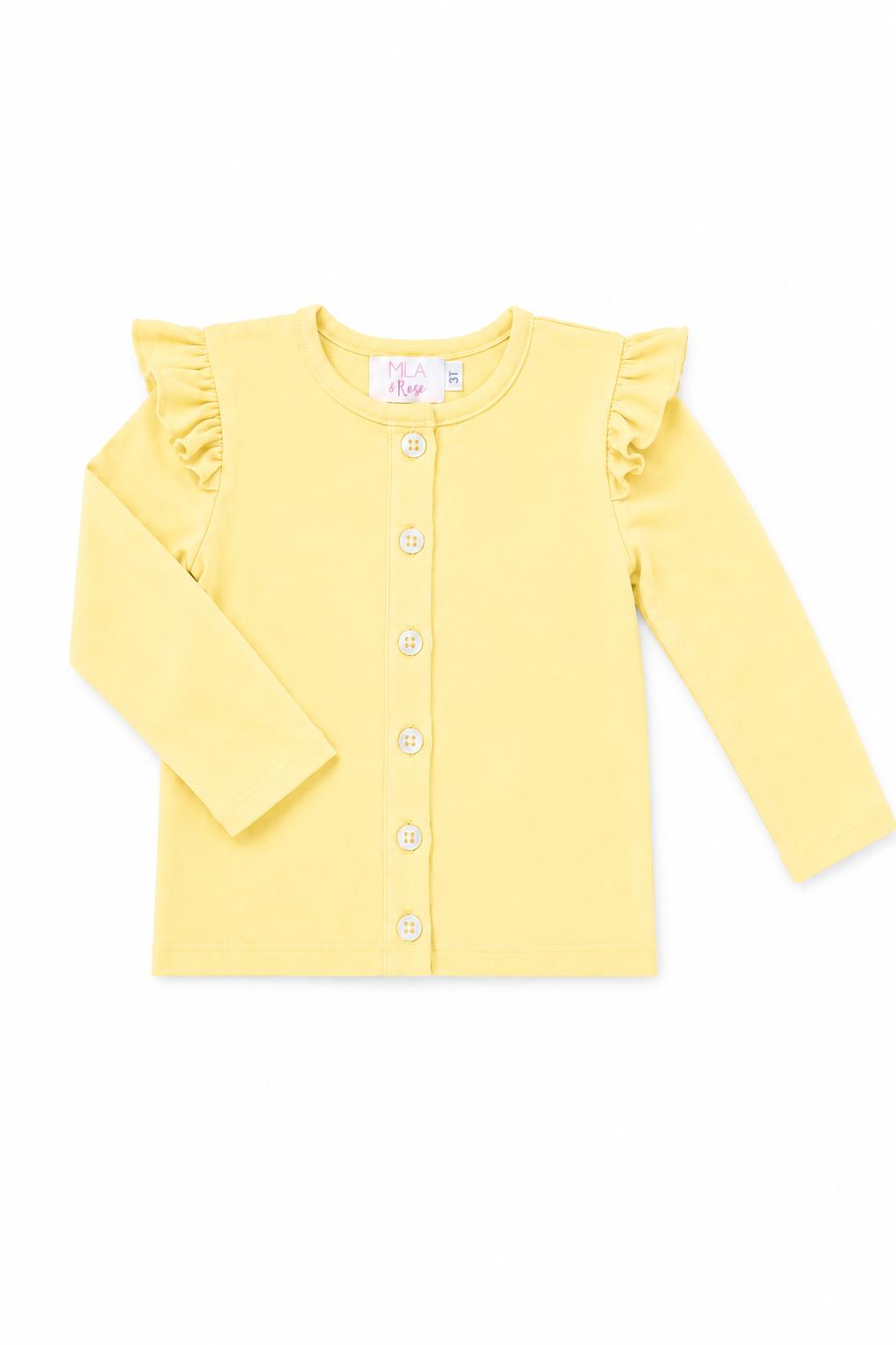 Butter Yellow Ruffle Cardigan-Mila & Rose ®