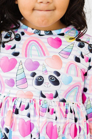 Peace, Love & Pandacorns 3/4 Sleeve Pocket Twirl Dress-Mila & Rose ®