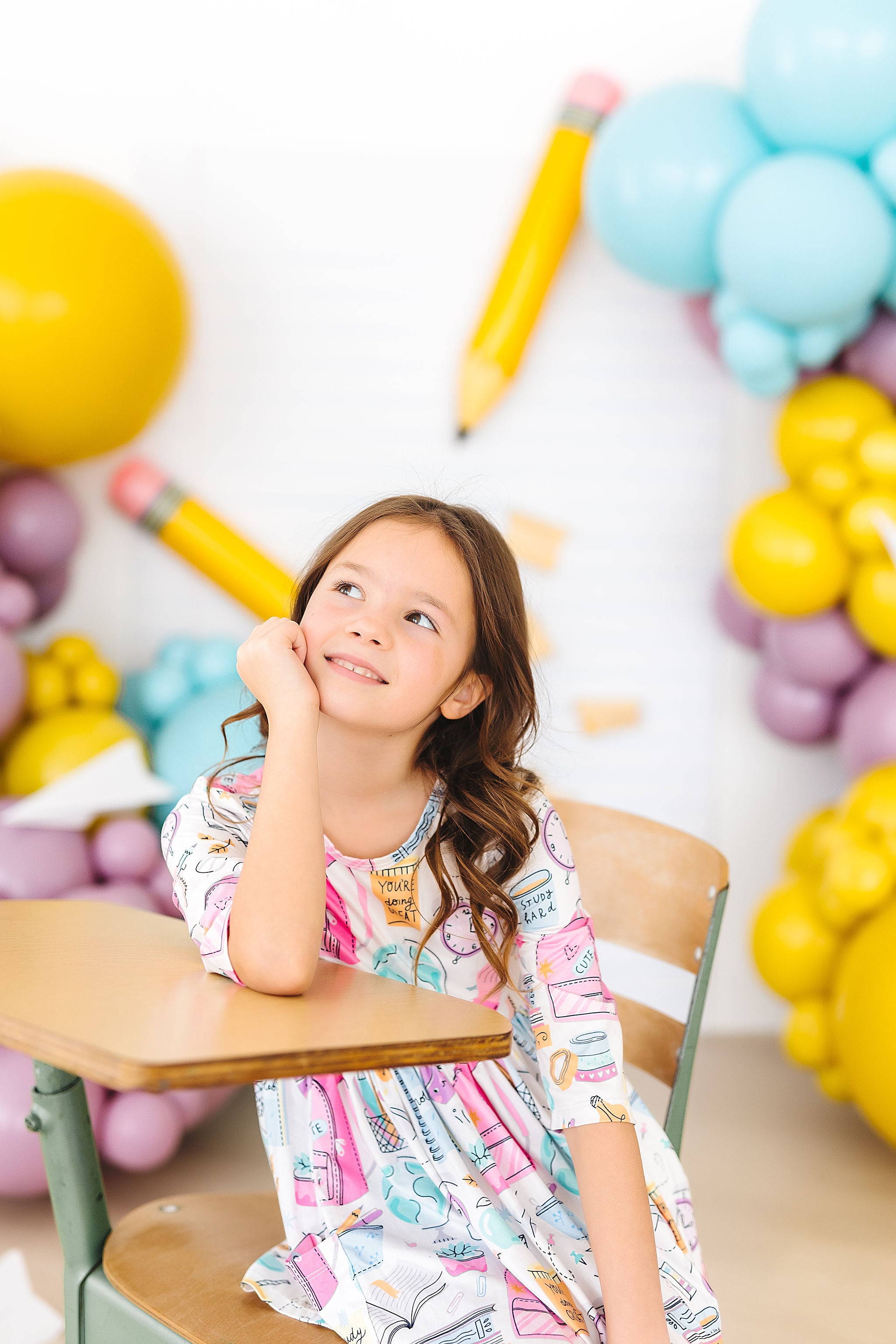 School is Cool 3/4 Sleeve Pocket Twirl Dress-Mila & Rose ®