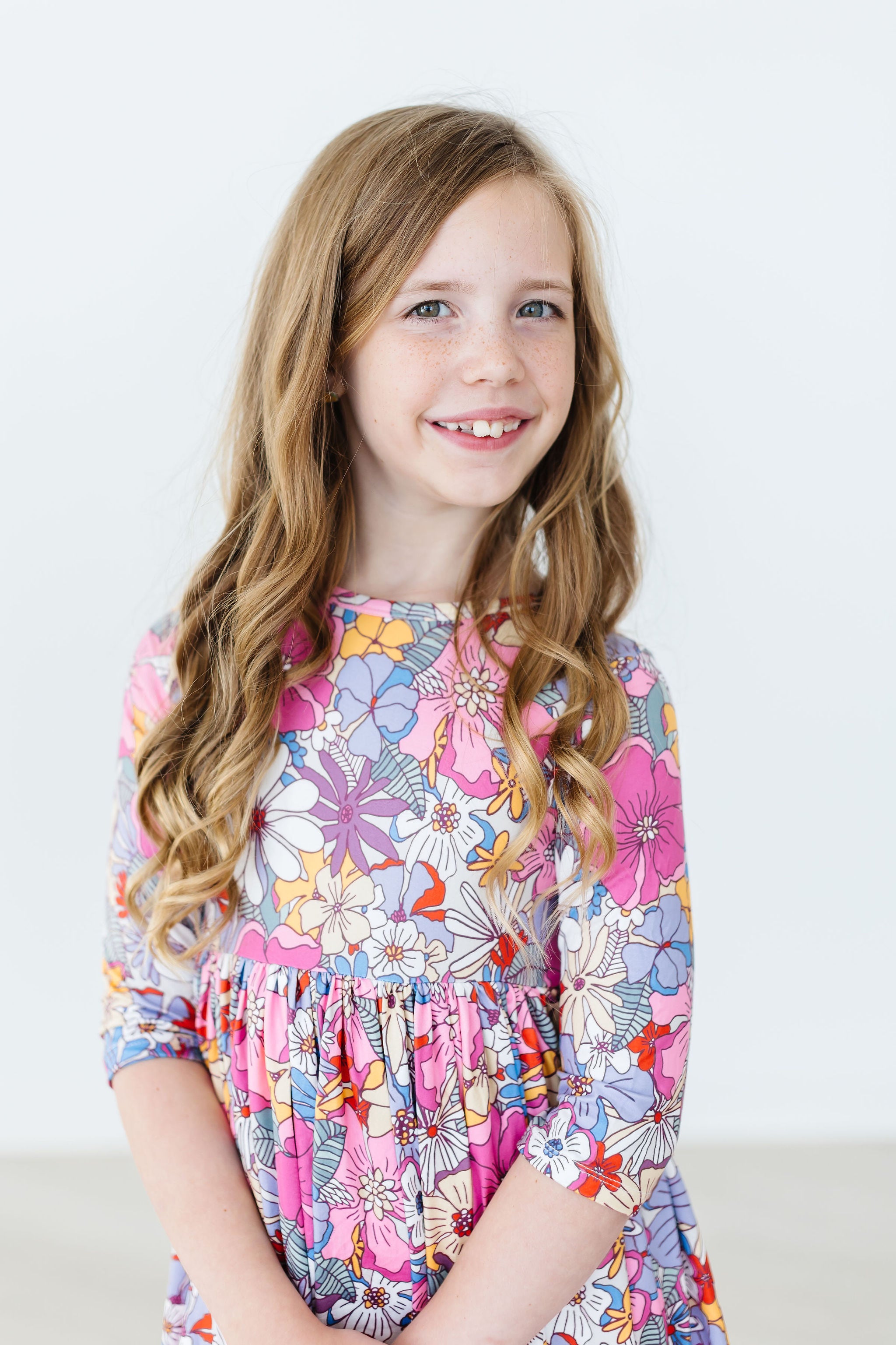 Mauve What's Up Buttercup 3/4 Sleeve Pocket Twirl Dress-Mila & Rose ®