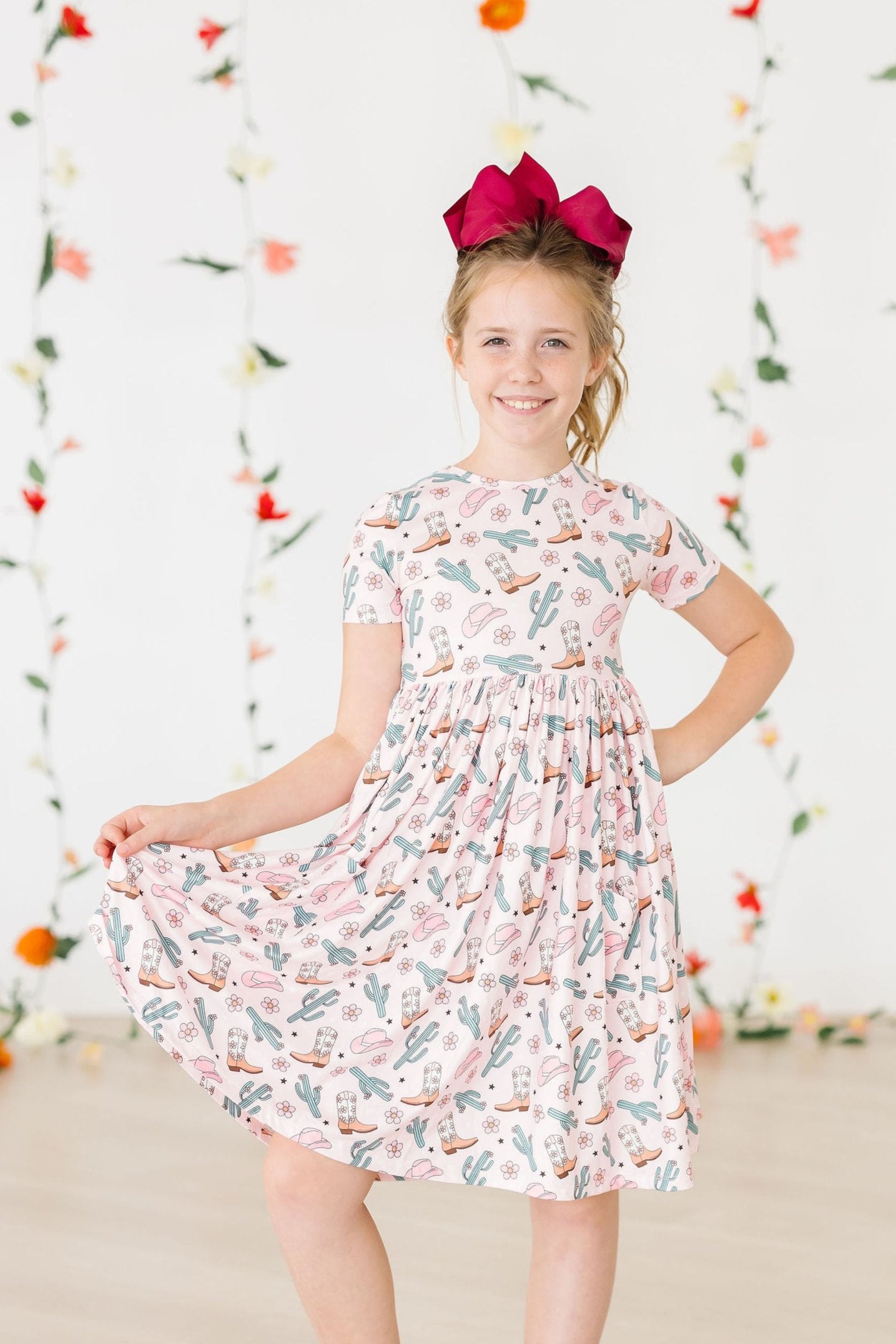 Cactus Cowgirl S/S Pocket Twirl Dress-Mila & Rose ®