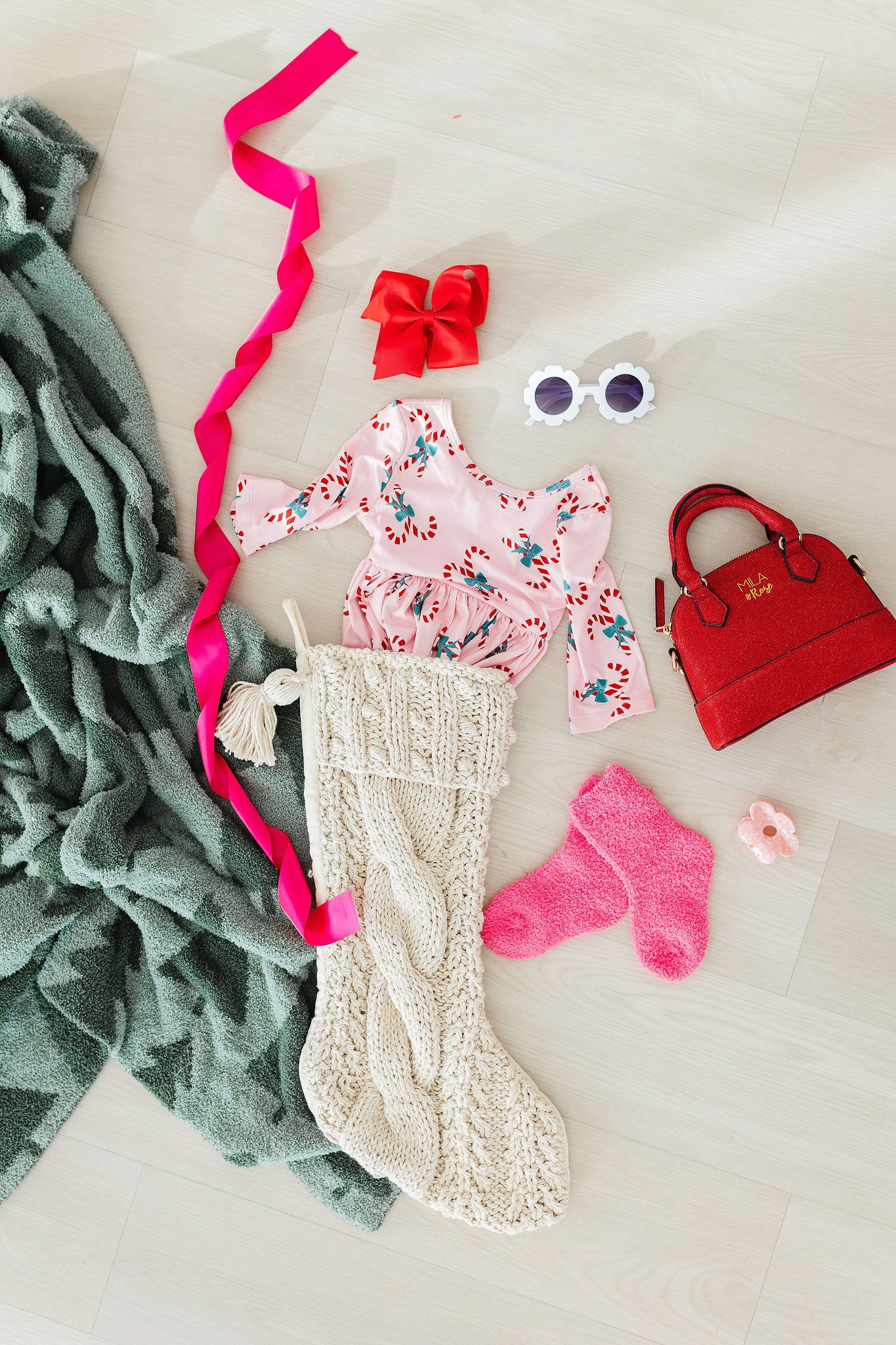 Candy Cane Cutie 3/4 Sleeve Pocket Twirl Dress-Mila & Rose ®