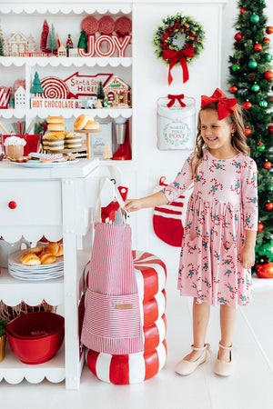 Candy Cane Cutie 3/4 Sleeve Pocket Twirl Dress-Mila & Rose ®