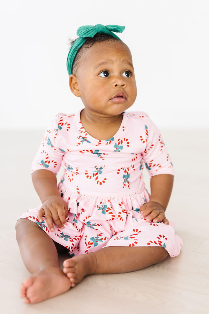 Candy Cane Cutie 3/4 Sleeve Twirl Bodysuit-Mila & Rose ®