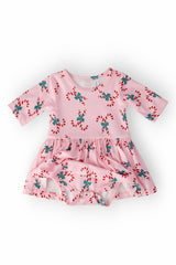 Candy Cane Cutie 3/4 Sleeve Twirl Bodysuit-Mila & Rose ®